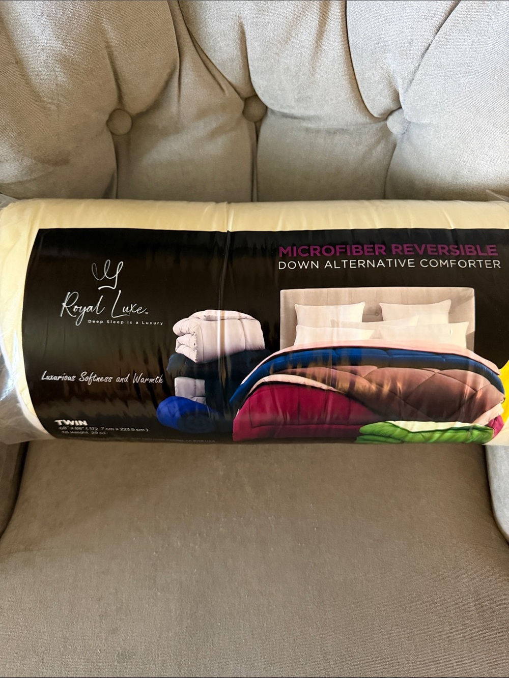 Luxe Microfiber Reversible Comforter - Cream and Yellow